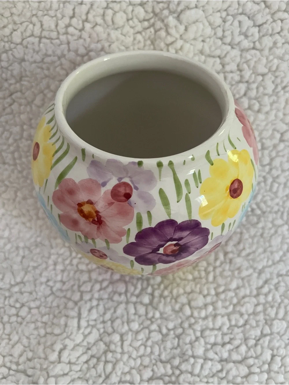 Vintage Pier 1  Vase, floral, watercolor, ceramic, 6” tall, Italy